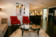 Waiting area with red chairs 2